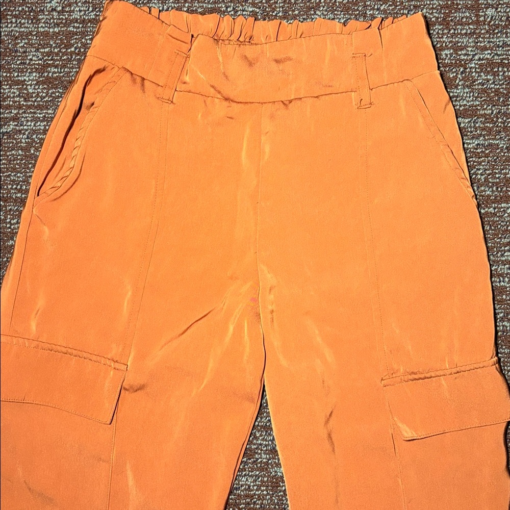 Michael Kors rust orange silky cargo joggers straight leg pull on  trousers S - Picture 4 of 14